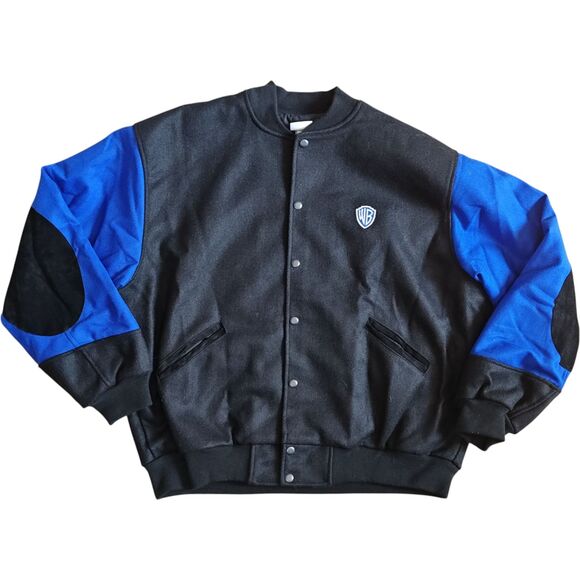 Rare VTG Space Jam Jacket Mens Large Black Blue Wool Warner Bros WB Movie 90s - Picture 2 of 16